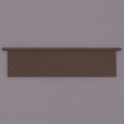 This is a photo of a 4 1/16" wide 1 1/16" tall dark beige colored vent slat with a white background.